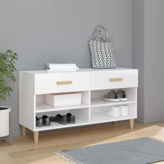 Szafka na buty, wysoki połysk, biała, 102x35x55 cm Lumarko! - Hurtownia wielobranżowa Lumarko Premium
