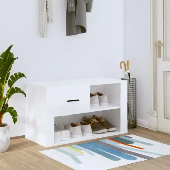 Szafka na buty, wysoki połysk, biała, 80x35x45 cm Lumarko! - Hurtownia wielobranżowa Lumarko Tani