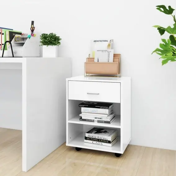 Oferta Szafka na kółkach, biała z połyskiem, 46x36x59 cm, płyta Lumarko! - Hurtownia wielobranżowa Lumarko