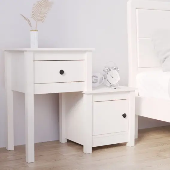 Popularny Szafka nocna, biała, 79,5x38x65,5 cm, lite drewno sosnowe Lumarko! - Hurtownia wielobranżowa Lumarko