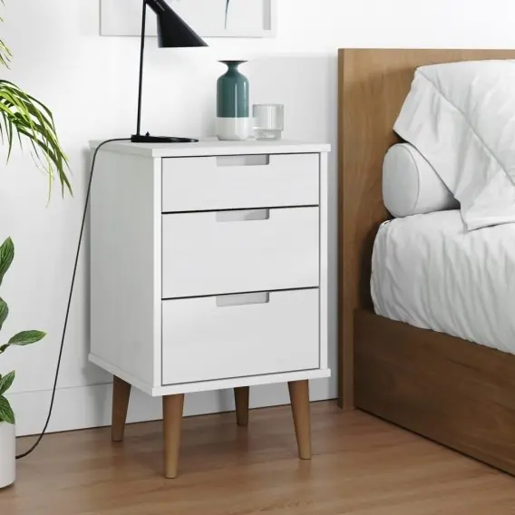 Oferta limitowana Szafka nocna, biały, 40x35x65 cm, lite drewno sosnowe Lumarko! - Hurtownia wielobranżowa Lumarko