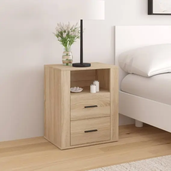 Kup online Szafka nocna, dąb sonoma, 50x36x60 cm, materiał drewnopochodny Lumarko! - Hurtownia wielobranżowa Lumarko