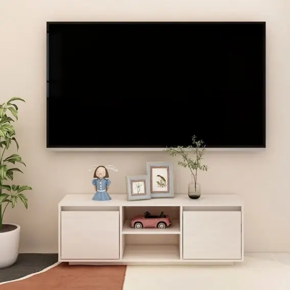 Zamów dziś Szafka pod telewizor, biała, 110x30x40 cm, drewno sosnowe Lumarko! - Hurtownia wielobranżowa Lumarko