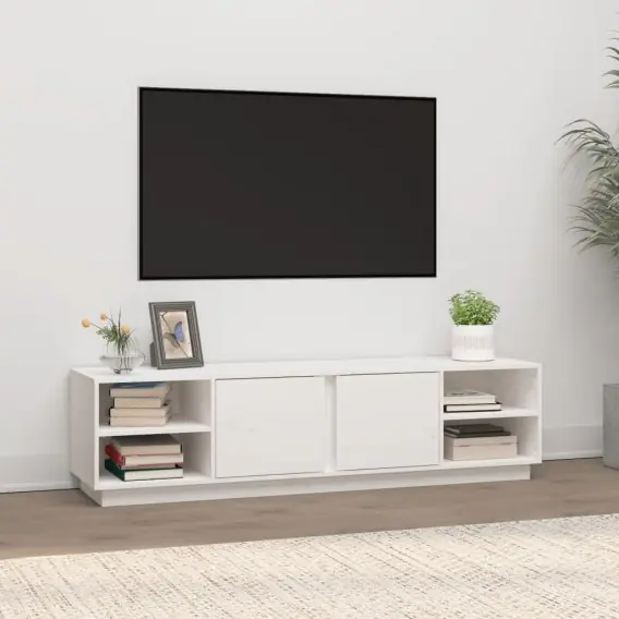Szafka pod telewizor, biała, 156x40x40 cm, lite drewno sosnowe Lumarko! - Hurtownia wielobranżowa Lumarko Kup online