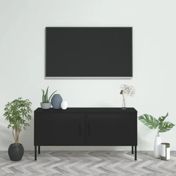 Szafka pod telewizor, czarna, 105x35x52 cm, stalowa Lumarko! - Hurtownia wielobranżowa Lumarko Dodaj do koszyka