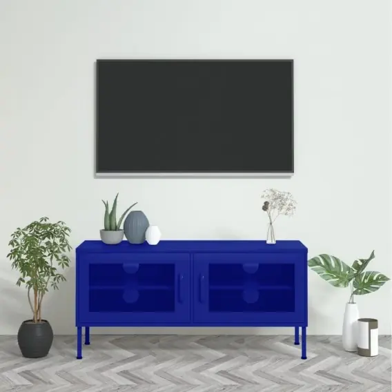 Szafka pod telewizor, granatowa, 105x35x50 cm, stalowa Lumarko! - Hurtownia wielobranżowa Lumarko Darmowy zwrot
