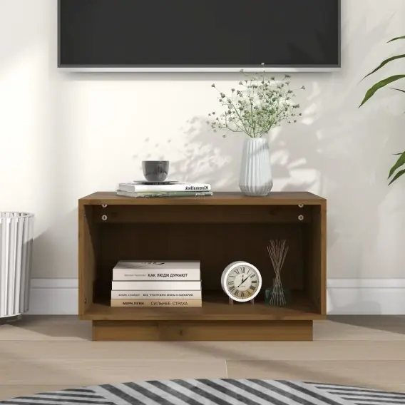 Szafka pod telewizor, miodowy brąz, 60x35x35 cm, drewno sosnowe Lumarko! - Hurtownia wielobranżowa Lumarko Nowy