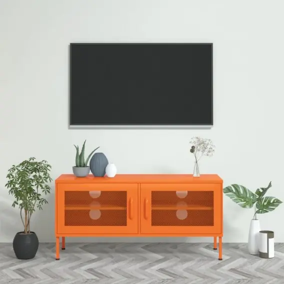 Darmowy zwrot Szafka pod telewizor, pomarańczowa, 105x35x50 cm, stalowa Lumarko! - Hurtownia wielobranżowa Lumarko