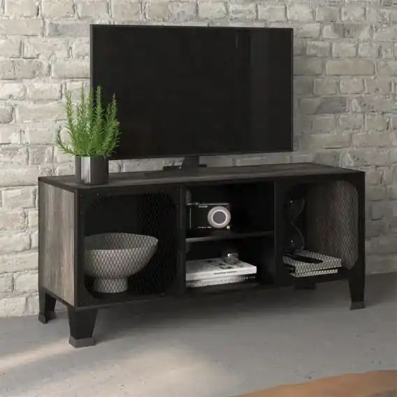 Bestseller Szafka pod telewizor, szara, 105x36x47 cm, metal i MDF Lumarko! - Hurtownia wielobranżowa Lumarko