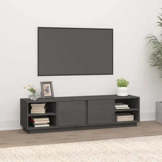 Szafka pod telewizor, szara, 156x40x40 cm, lite drewno sosnowe Lumarko! - Hurtownia wielobranżowa Lumarko Cena promocyjna