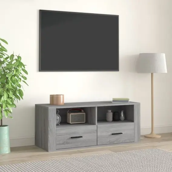Szafka pod telewizor, szary dąb sonoma, 100x35x40 cm Lumarko! - Hurtownia wielobranżowa Lumarko Kup online