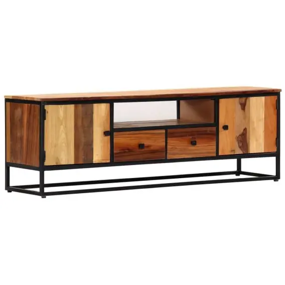 Szafka pod TV, 120x30x40 cm, lite drewno odzyskane i stal Lumarko! - Hurtownia wielobranżowa Lumarko Nie przegap