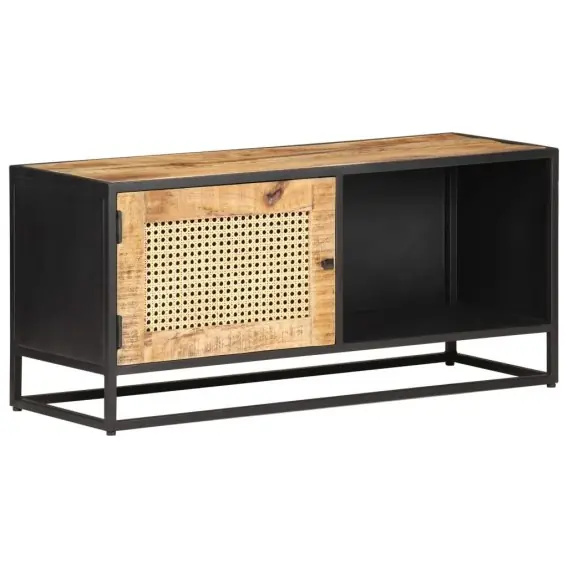 Nowy Szafka pod TV, 90x30x40 cm, drewno mango i naturalna trzcina Lumarko! - Hurtownia wielobranżowa Lumarko