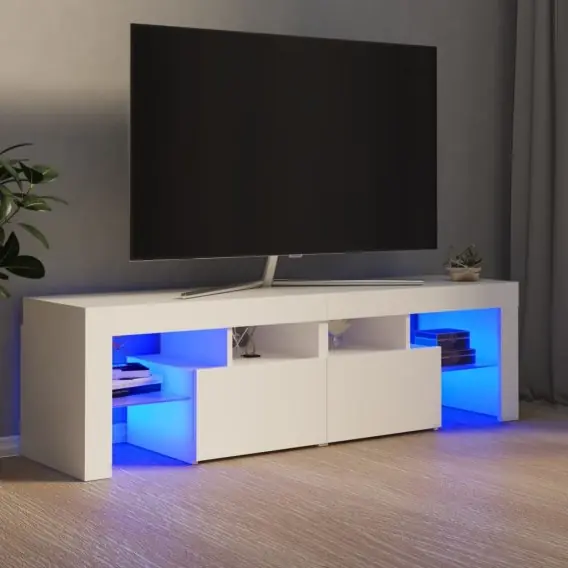 Wybór klientów Szafka pod TV z oświetleniem LED, biała, 140x35x40 cm Lumarko! - Hurtownia wielobranżowa Lumarko