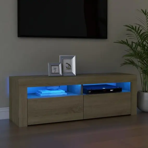 Szafka pod TV z oświetleniem LED, dąb sonoma, 120x35x40 cm Lumarko! - Hurtownia wielobranżowa Lumarko Nowość