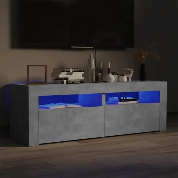 Szafka pod TV z oświetleniem LED, szarość betonu, 120x35x40 cm Lumarko! - Hurtownia wielobranżowa Lumarko Ostatnia szansa