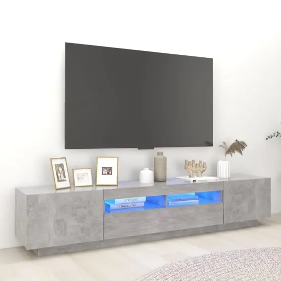 Szafka pod TV z oświetleniem LED, szarość betonu, 200x35x40 cm Lumarko! - Hurtownia wielobranżowa Lumarko Kup teraz