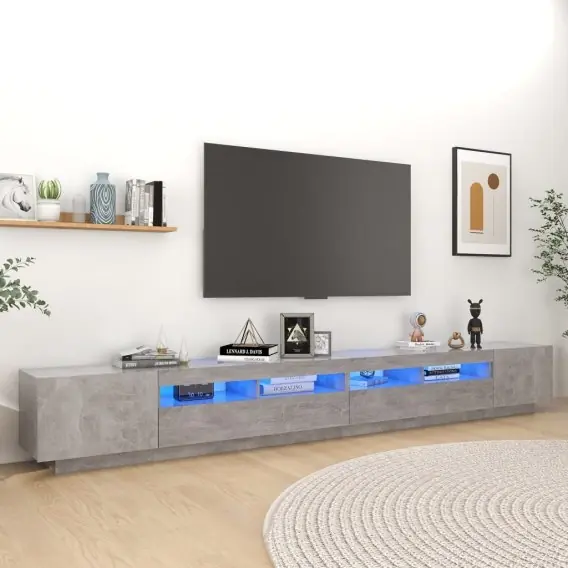 Łatwy zwrot Szafka pod TV z oświetleniem LED, szarość betonu, 300x35x40 cm Lumarko! - Hurtownia wielobranżowa Lumarko