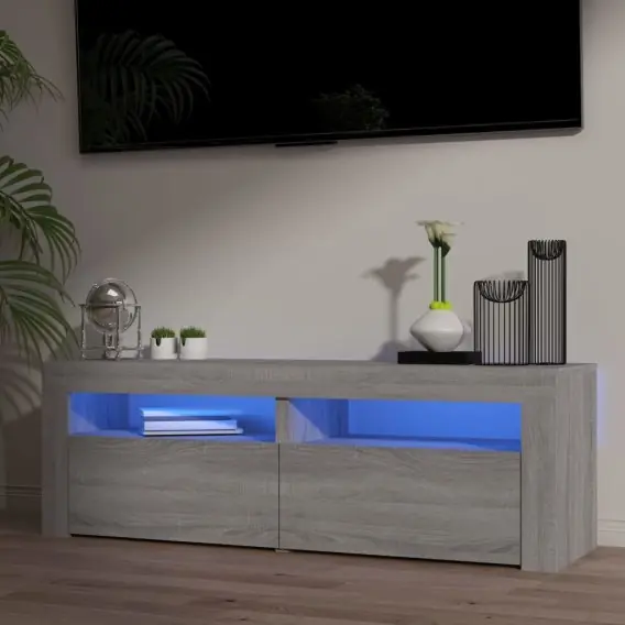 Szafka pod TV z oświetleniem LED, szary dąb sonoma, 120x35x40cm Lumarko! - Hurtownia wielobranżowa Lumarko Nowy