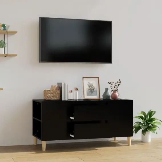 Szafka pod TV, czarna, 102x44,5x50 cm, materiał drewnopochodny Lumarko! - Hurtownia wielobranżowa Lumarko Cena promocyjna