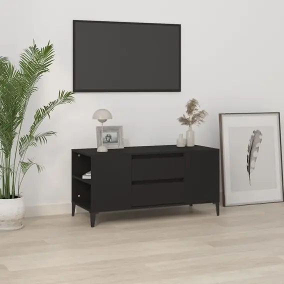 Wysoka jakość Szafka pod TV, czarna, 102x44,5x50 cm, materiał drewnopochodny Lumarko! - Hurtownia wielobranżowa Lumarko