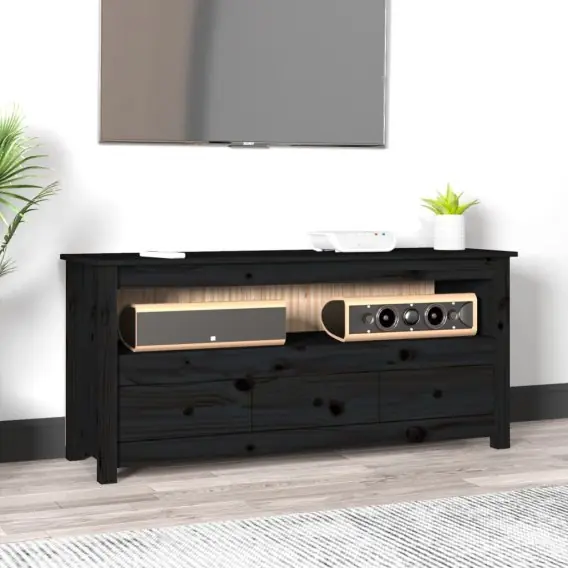 Tylko dziś Szafka pod TV, czarna, 114x35x52 cm, lite drewno sosnowe Lumarko! - Hurtownia wielobranżowa Lumarko