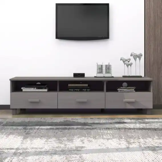 Dostępne od ręki Szafka pod TV, jasnoszara, 158x40x40 cm, lite drewno sosnowe Lumarko! - Hurtownia wielobranżowa Lumarko
