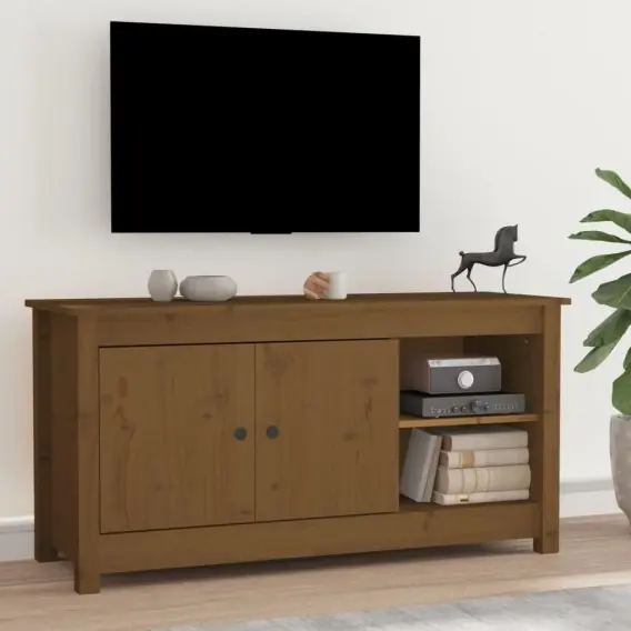 Szafka pod TV, miodowy brąz, 103x36,5x52 cm, drewno sosnowe Lumarko! - Hurtownia wielobranżowa Lumarko Ostatnia szansa