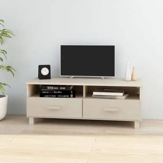 Taniej Szafka pod TV, miodowy brąz, 106x40x40 cm, lite drewno sosnowe Lumarko! - Hurtownia wielobranżowa Lumarko
