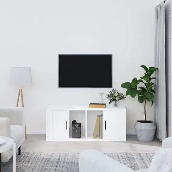 Nowość Szafka pod TV, biała, 100x35x40 cm, materiał drewnopochodny Lumarko! - Hurtownia wielobranżowa Lumarko