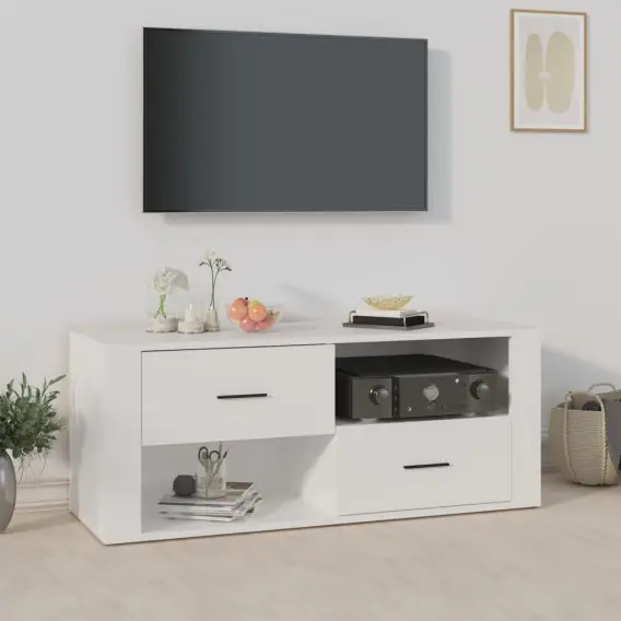 Szafka pod TV, biała, 100x35x40 cm, materiał drewnopochodny Lumarko! - Hurtownia wielobranżowa Lumarko Wysoka jakość