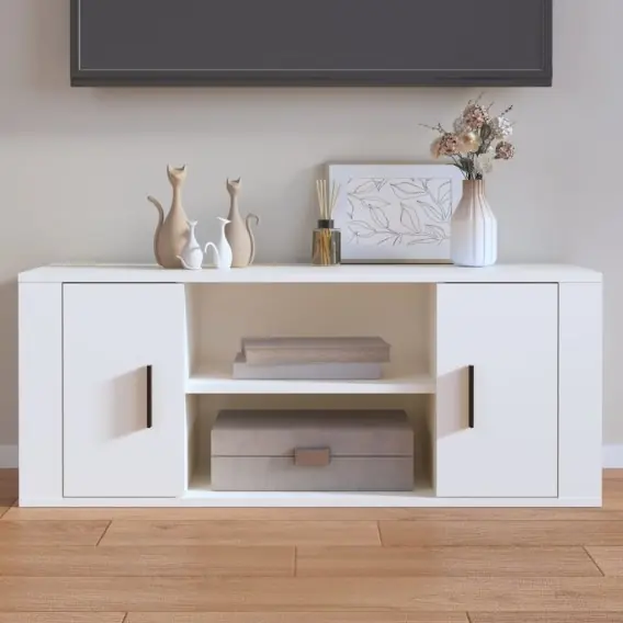 Szafka pod TV, biała, 100x35x40 cm, materiał drewnopochodny Lumarko! - Hurtownia wielobranżowa Lumarko Sprawdź teraz
