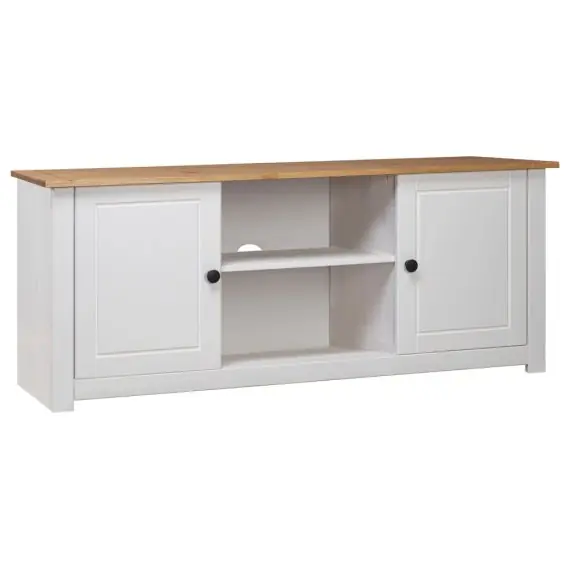 Szybka wysyłka Szafka pod TV, biała, 120x40x50 cm, lita sosna, seria Panama Lumarko! - Hurtownia wielobranżowa Lumarko