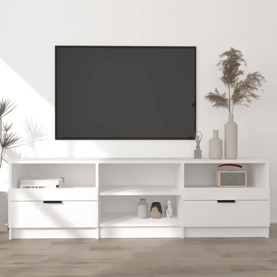 Szafka pod TV, biała, 150x33,5x45 cm, materiał drewnopochodny Lumarko! - Hurtownia wielobranżowa Lumarko Dodaj do koszyka