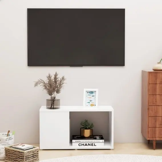 Szafka pod TV, biała, 60x24x32 cm, płyta wiórowa Lumarko! - Hurtownia wielobranżowa Lumarko Bezpieczne zakupy