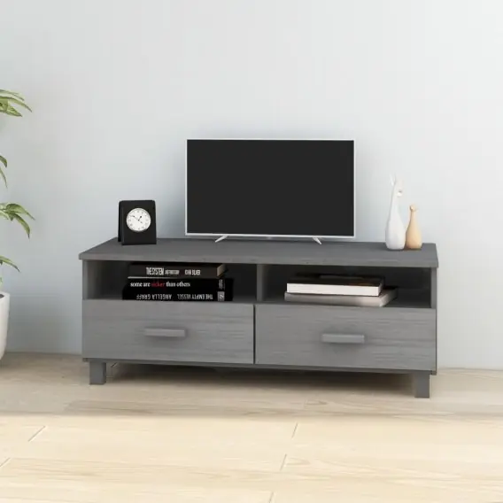 Tani Szafka pod TV, ciemnoszara, 106x40x40 cm, lite drewno sosnowe Lumarko! - Hurtownia wielobranżowa Lumarko