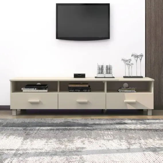 Popularny Szafka pod TV, miodowy brąz, 158x40x40 cm, lite drewno sosnowe Lumarko! - Hurtownia wielobranżowa Lumarko