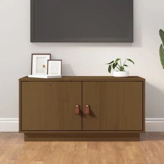 Szafka pod TV, miodowy brąz, 80x34x40 cm, lite drewno sosnowe Lumarko! - Hurtownia wielobranżowa Lumarko Hit sprzedaży