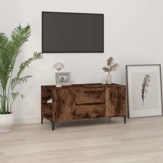 Szybka wysyłka Szafka pod TV, przydymiony dąb, 102x44,5x50 cm Lumarko! - Hurtownia wielobranżowa Lumarko