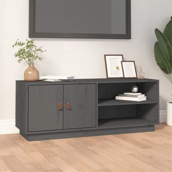 Szafka pod TV, szara, 105x34x40 cm, lite drewno sosnowe Lumarko! - Hurtownia wielobranżowa Lumarko Dostępne od ręki