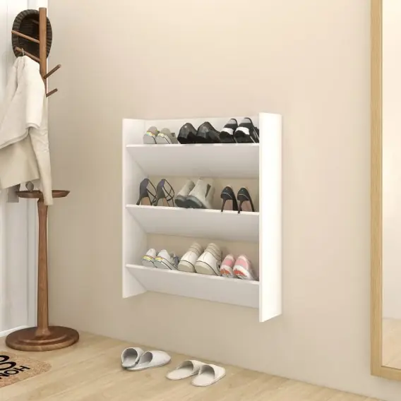 Szybka wysyłka Szafka ścienna na buty, biała, 80x18x90 cm, płyta wiórowa Lumarko! - Hurtownia wielobranżowa Lumarko