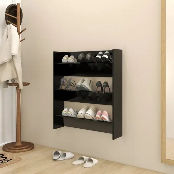 Ostatnie sztuki Szafka ścienna na buty, czarna, 80x18x90 cm, płyta wiórowa Lumarko! - Hurtownia wielobranżowa Lumarko