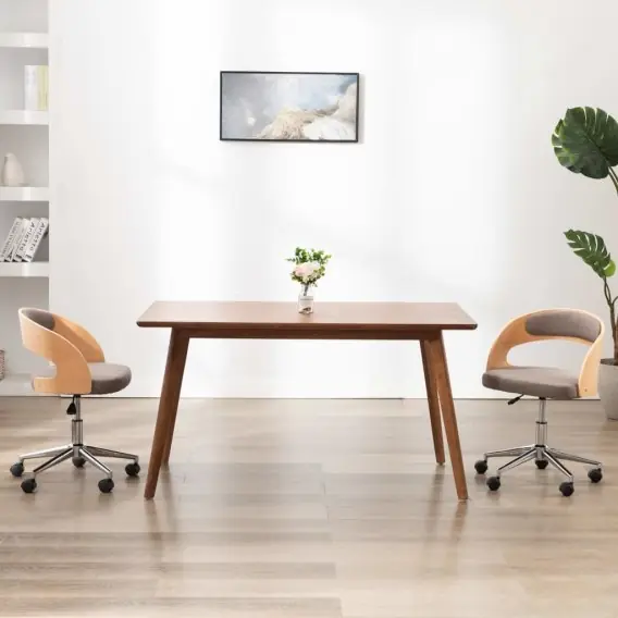 Krzesła obrotowe, 2 szt., taupe, gięte drewno i tkanina Lumarko! - Hurtownia wielobranżowa Lumarko Premium