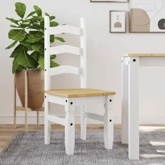 Oferta czasowa Krzesła stołowe Corona, 2 szt., białe, 42x47x107 cm, sosnowe Lumarko! - Hurtownia wielobranżowa Lumarko