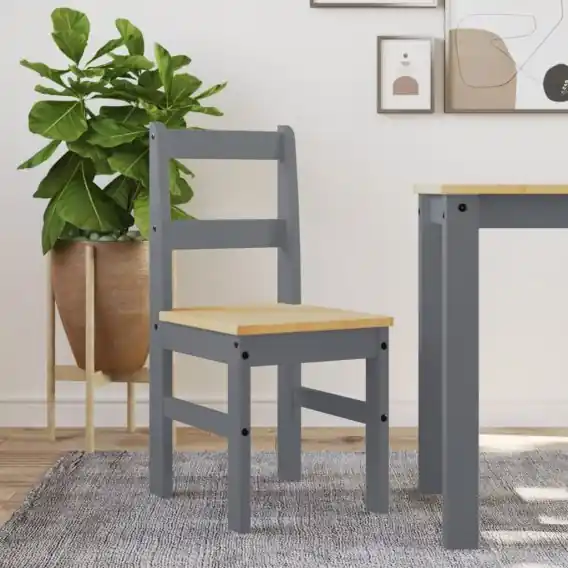 Oferta Krzesła stołowe Panama, 2 szt., szare, 40x46x90 cm, sosnowe Lumarko! - Hurtownia wielobranżowa Lumarko