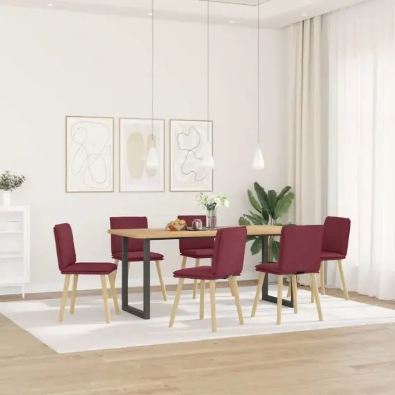 Premium Krzesła stołowe, 6 szt., winna czerwień, tapicerowane tkaniną Lumarko! - Hurtownia wielobranżowa Lumarko