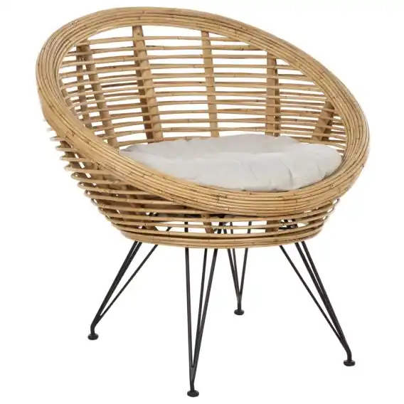 Kup online Krzesło ogrodowe SALVO Rattan Naturalny Beżowy Rattan Lumarko