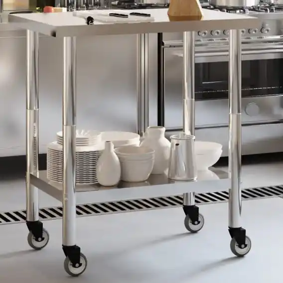 Kuchenny stół roboczy na kółkach 82,5x55x85 cm, stal nierdzewna Lumarko! - Hurtownia wielobranżowa Lumarko Popularny