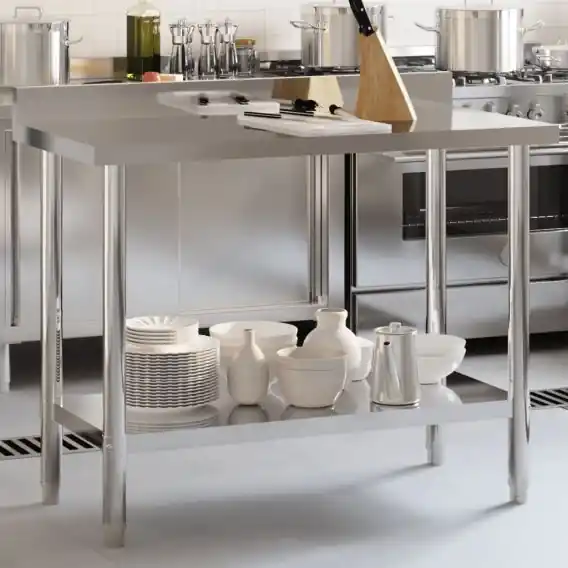 Bestseller Kuchenny stół roboczy z rantem, 110x55x93 cm, stal nierdzewna Lumarko! - Hurtownia wielobranżowa Lumarko
