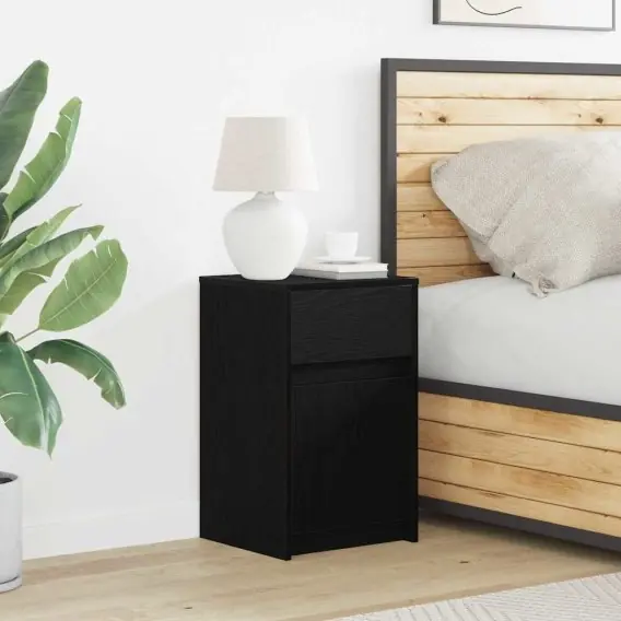 LED Stolik nocny z szufladą Czarny dąb 38 x 34 x 61 cm Lumarko! - Hurtownia wielobranżowa Lumarko Niska cena